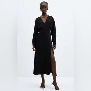 Mango Black Sheath Dress with Bishop Sleeves